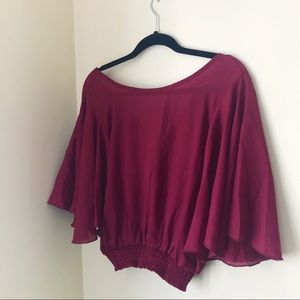 Drapey red top with tie back